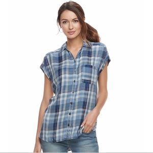 [Sold Off Site]: SONOMA Goods for Life Blue Plaid Dolman Shirt